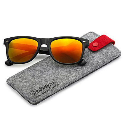 Picture of POLARSPEX POLARIZED UNISEX 80'S RETRO CLASSIC TRENDY STYLISH SUNGLASSES, Black | Lava Red