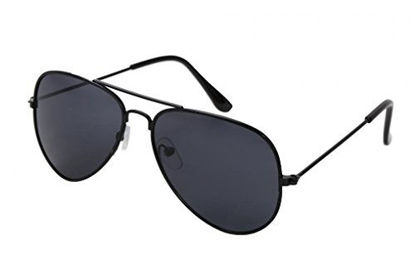 Picture of WODISON Classic Kids Aviator Sunglasses Reflective Metal Frame Children Eyeglass Black Frame Black Lens