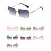 Picture of MINCL/Fashion Small Rectangle Sunglasses Women Ultralight Candy Color Rimless Ocean Sun Glasses (green&gray)