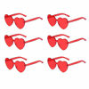 Picture of One Piece Heart Shaped Rimless Sunglasses Transparent Candy Color Eyewear (Red-6)