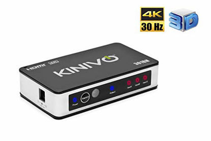 Picture of Kinivo 301BN 3-Port High Speed 4K HDMI Switch With IR Wireless Remote And AC Power Adapter - Supports 4K 30Hz For Xbox 360/One, PS4/PS3, Nintendo Switch, Blu-ray Player, Apple TV, Roku etc