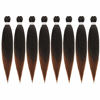 Picture of Pre-stretched Braiding Hair Extensions Ombre-Brown - 24 inch 8 Packs Synthetic Crochet Braids, Hot Water Setting Yaki Texture Braiding Hair Extension (24", T30)