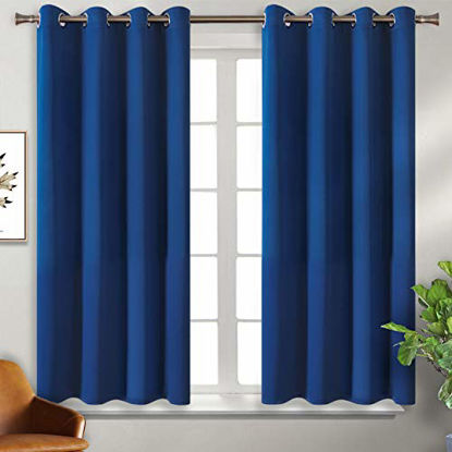 Picture of BGment Blackout Curtains for Living Room - Grommet Thermal Insulated Room Darkening Curtains for Bedroom, 2 Panels of 52 x 45 Inch, Classic Blue