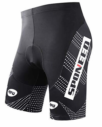 Picture of SPONEED Men Bicycle Shorts, Black with White, US L (CN XL)