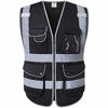 Picture of JKSafety 9 Multi-Functional Pockets Zipper Front Safety Vest With Reflective Strips Meet ANSI/ISEA Standards (Black, 3X-Large)
