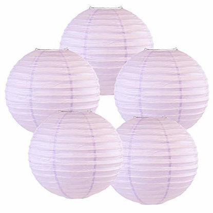 Picture of Just Artifacts 12-Inch Lavender Purple Chinese Japanese Paper Lanterns (Set of 5, Lavender Purple)