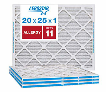 Picture of Aerostar Allergen & Pet Dander 20x25x1 MERV 11 Pleated Air Filter, Made in The USA, (Actual Size: 19 3/4"x24 3/4"x3/4"), 4-Pack