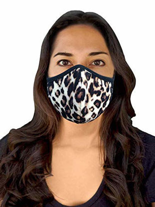 Picture of Designers Union Face Mouth Mask Dustproof Face UV Protective, Multi Layers Cover, Washable, Reusable Cotton Lite Weight Face Masks. Made in USA - (Leopard Camo 3pc)