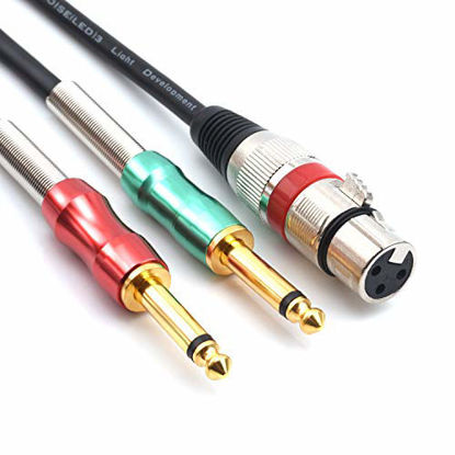 Picture of SiYear- 10FT XLR Female 3Pin to 6.35mm 1/4 inch Mono Male Audio Y Splitter Cable, Dual 6.35mm 1/4" Male to XLR Female Stereo Microphone Audio Converter Adapter Cable(3m)