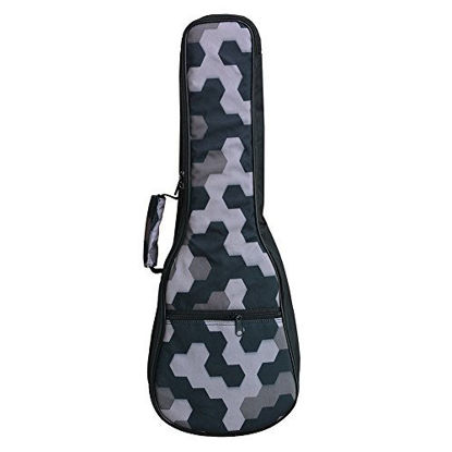 Picture of HOT SEAL 10MM Sponge Padding Durable Colorful ukulele Case Bag with Storage (21 in, Black honeycomb)