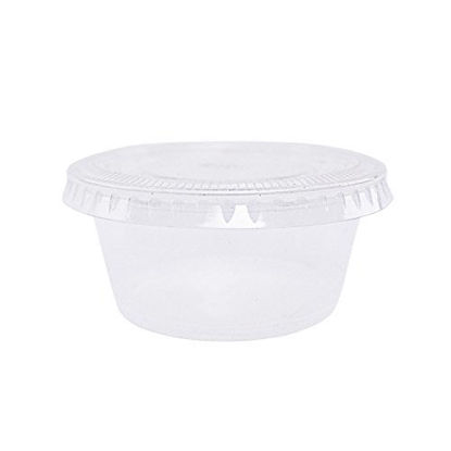 Picture of EDI Clear Plastic Disposable Portion Cups with Lids, 1 Ounce (100 Count)