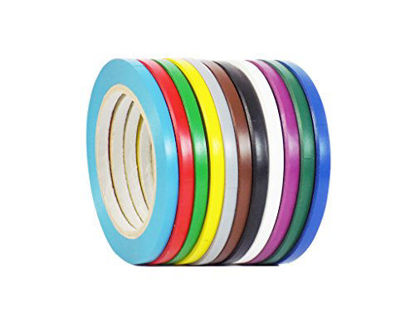 Picture of WOD VTC365 Rainbow Pack Vinyl Pinstriping Tape, 3/8 inch x 36 yds. (Pack of 12) for School Gym Marking Floor, Crafting, Stripping Arcade1Up, Vehicles and More