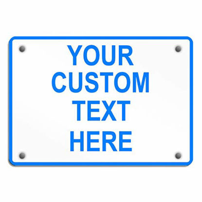 Picture of Aluminum Weatherproof Metal Sign Multiple Sizes Custom Personalized Text Here White Blue Notice Travel Horizontal Street Signs 24x18Inches