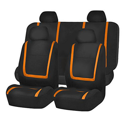Picture of FH Group FB032ORANGE114 Orange Unique Flat Cloth Car Seat Cover (w. 4 Detachable Headrests and Solid Bench)