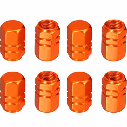 Picture of EBOOT 8 Pieces Tire Stem Valve Caps Wheel Valve Covers Car Dustproof Tire Cap, Hexagon Shape (Orange)