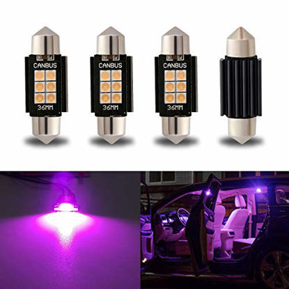 Picture of iBrightstar Newest 9-30V Extremely Bright 6411 6418 C5W Festoon Error Free 1.5" 36mm LED for Interior Map Dome Lights and License Plate Courtesy Lights, Purple