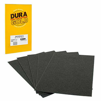 Picture of Dura-Gold - Premium - Wet or Dry - 120 Grit - Professional cut to 5-1/2" x 9" Sheets - Color Sanding and Polishing for Automotive and Woodworking - Box of 15 Sandpaper Finishing Sheets