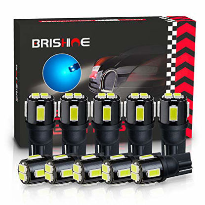 Pack of 4 BRISHINE 300LM Extremely Bright Canbus Error Free 194 168 2825 W5W T10 LED Bulbs 6000K Xenon White 9-SMD 2835 LED Chipsets for Dome Map Door Courtesy License Plate Lights 