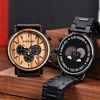 Picture of BOBO BIRD Mens Personalized Engraved Wooden Watches, Stylish Wood & Stainless Steel Combined Quartz Casual Wristwatches for Men Family Friends Customized Watch(B-for Husband)