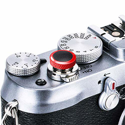 Picture of JJC Soft Camera Shutter Release Button Cap for Fuji Fujifilm X-T4 X-T3 X-T2 X-T30 X-T20 X-T10 X-Pro3 X-Pro2 X-Pro1 X100V X100F X100T X100S X100 X-E3 for Sony RX10 IV III II RX1RII RX1R RX1 / Red+Black