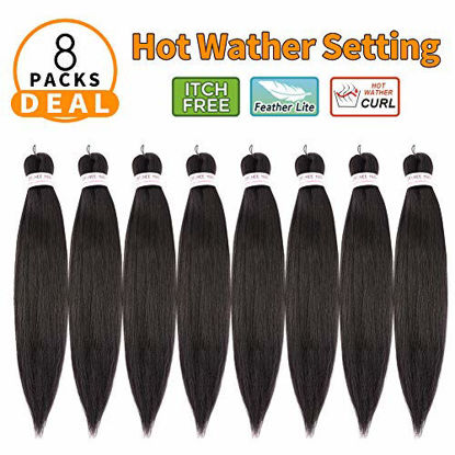 Picture of Pre-stretched Braiding Hair 20" -8packs/lot Itch Free Hot Water Setting Synthetic Fiber Crochet Braiding Hair Extension Twist Braid (#2)
