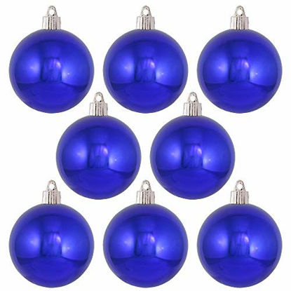 Picture of [8 Pack] Christmas by Krebs Shiny Azure Blue 3 1/4" (80mm) Shatterproof Plastic Water UV-Resistant Ball Ornaments