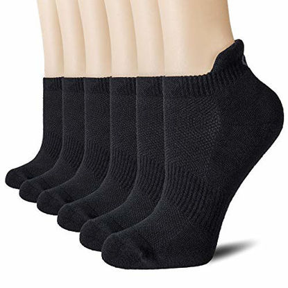 Picture of CelerSport Ankle Athletic Running Socks Low Cut Sport Tab Sock for Men and Women (6 Pairs), Large, Black