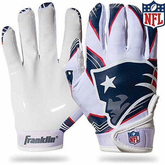Franklin Sports New England Patriots Youth NFL Football Receiver Gloves -  Receiver Gloves For Kids - NFL Team Logos and Silicone Palm - Youth S/XS 