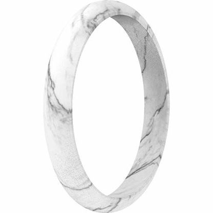 Picture of ThunderFit Women's Thin and Stackable Silicone Rings Wedding Bands (1 Ring - Marble, 5.5 - 6 (16.5mm))
