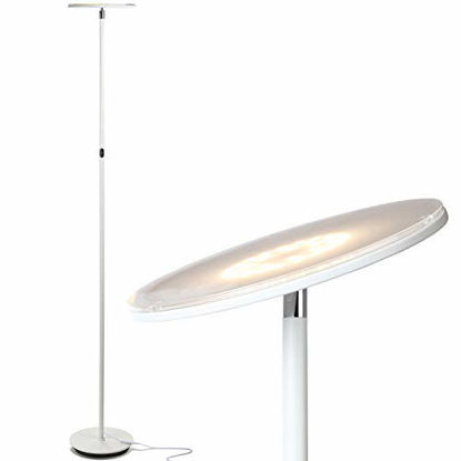 Picture of Brightech Sky LED Torchiere Super Bright Floor Lamp - Contemporary, High Lumen Light for Living Rooms and Offices - Dimmable, Indoor Pole Uplight for Bedroom Reading - White