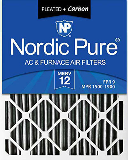 Picture of Nordic Pure 16x25x1 MERV 12 Pleated Plus Carbon AC Furnace Air Filters, 3 PACK, 3 Piece