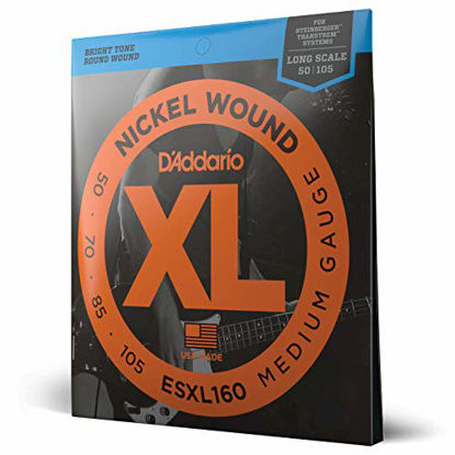 Picture of D'Addario ESXL160 Nickel Wound Bass Guitar Strings, Medium, 50-105, Double Ball End, Long Scale
