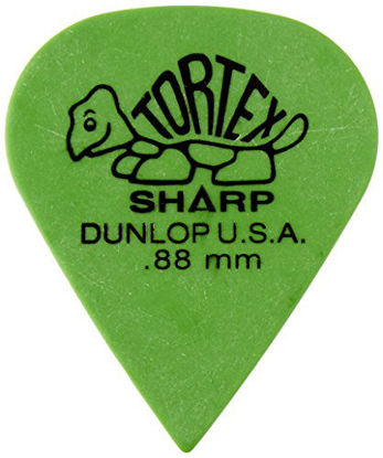 Picture of Dunlop Tortex Sharp Guitar Picks .88mm Green 72 Pack