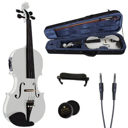 Picture of Cecilio 4/4 CVNAE-White Ebony Fitted Acoustic/Electric Violin in Pearl White(Full Size)
