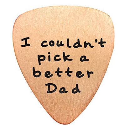Picture of Fathers Day Gift Mens I couldn't Pick a Better Dad Guitar Pick Custom Gift for Daddy Papa Stainless Steel (Rose Gold)