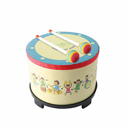 Picture of Floor Tom Drum 8 inch Gathering Club Carnival Colorful Percussion Instrument with 2 Mallets Music Drum toys for Child Special Christmas Birthday Gift. (8 inch)