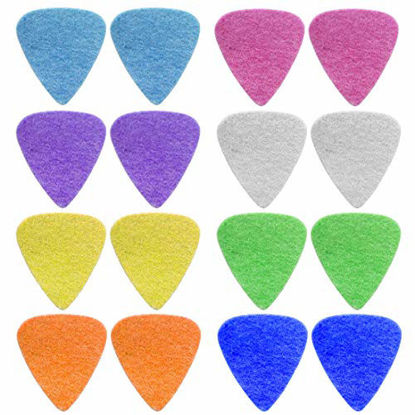 Picture of Foxany 16 Pack Ukulele Felt Picks, Comfortable for Ukulele, Guitar, Bass and Low Tension Music Instruments Felt Material Multi Color