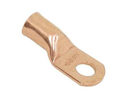 Picture of SELTERM 15 Pack 2/0 Gauge 2/0 AWG 1/2" Stud UL Heavy Duty Copper Crimp Lugs Welding Cable Bare Copper Eyelet Lug