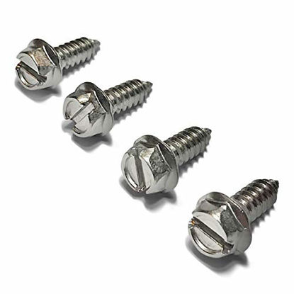 Picture of Rustproof Stainless License Plate Screws - Set of 4 Stainless Steel License Plate Frame Screws for Securing License Plates, Frames and Covers (Stainless Steel)