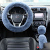 Picture of Valleycomfy Fashion Steering Wheel Covers for Women/Girls/Ladies Australia Pure Wool 15 Inch 1 Set 3 Pcs, Gray