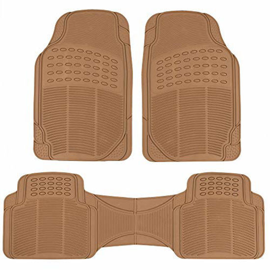 Picture of BDK ProLiner Original 3pc Heavy Duty Front & Rear Rubber Floor Mats for Car SUV Van & Truck, All Weather Protection Universal Fit, Beige, 01-Original (MT-783-BG_VAR)