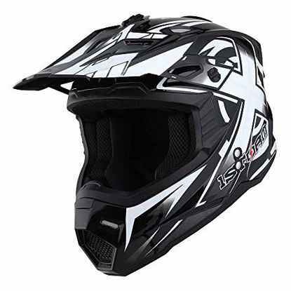 Picture of 1Storm Adult Motocross Helmet BMX MX ATV Dirt Bike Helmet Racing Style HF801; Sonic White