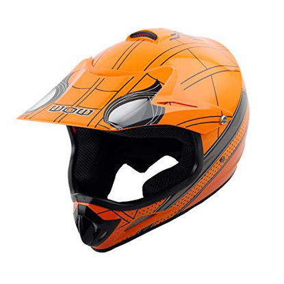 Picture of WOW Youth Kids Motocross BMX MX ATV Dirt Bike Helmet Spider Orange