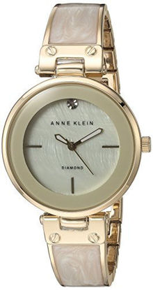 Picture of Anne Klein Women's AK/2512IVGB Diamond-Accented Dial Gold-Tone and Ivory Bangle Watch