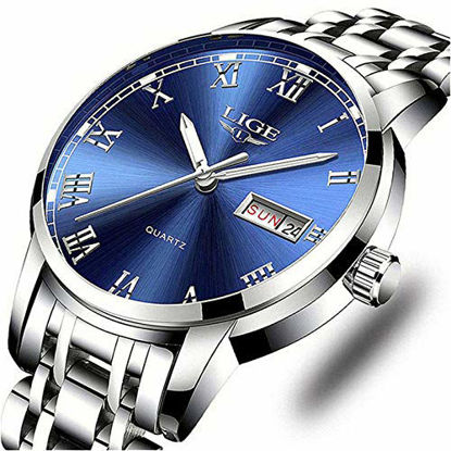 Picture of LIGE Watches Mens Stainless Steel Waterproof Analog Quartz Watch Gents Business Automatic Wristwatch