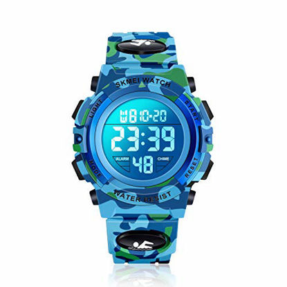 Picture of Dodosky Boy Toys Age 5-15, LED 50M Waterproof Digital Sport Watches for Kids Birthday Presents Gifts for 5-15 Year Old Boys - Navy Camouflage