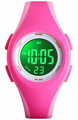 Picture of Kids Watch Sport Multi Function 30M Waterproof LED Alarm Stopwatch Digital Child Wristwatch for Boy Girl (SKM1549Pink)