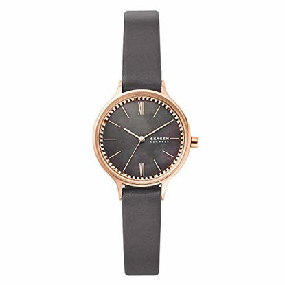 Picture of Skagen Women's Anita Quartz Analog Stainless Steel and Leather Watch, Color: Gray/Rose (Model: SKW2909)