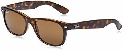 Picture of Ray-Ban unisex adult Rb2132 New Wayfarer Polarized Sunglasses, Striped Tortoise/Polarized Crystal Brown, 55 mm US