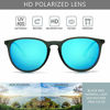 Picture of SUNGAIT Vintage Round Sunglasses for Women Men Classic Retro Designer Style(Transparent Gray Frame/Blue Mirror Lens)
